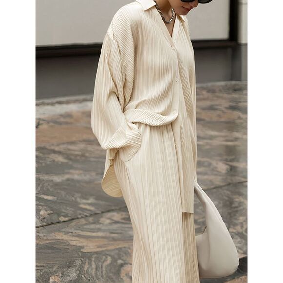 Commense Oversized Leisure Pleat Pockets Two Piece Pants Set size S - Picture 2 of 4